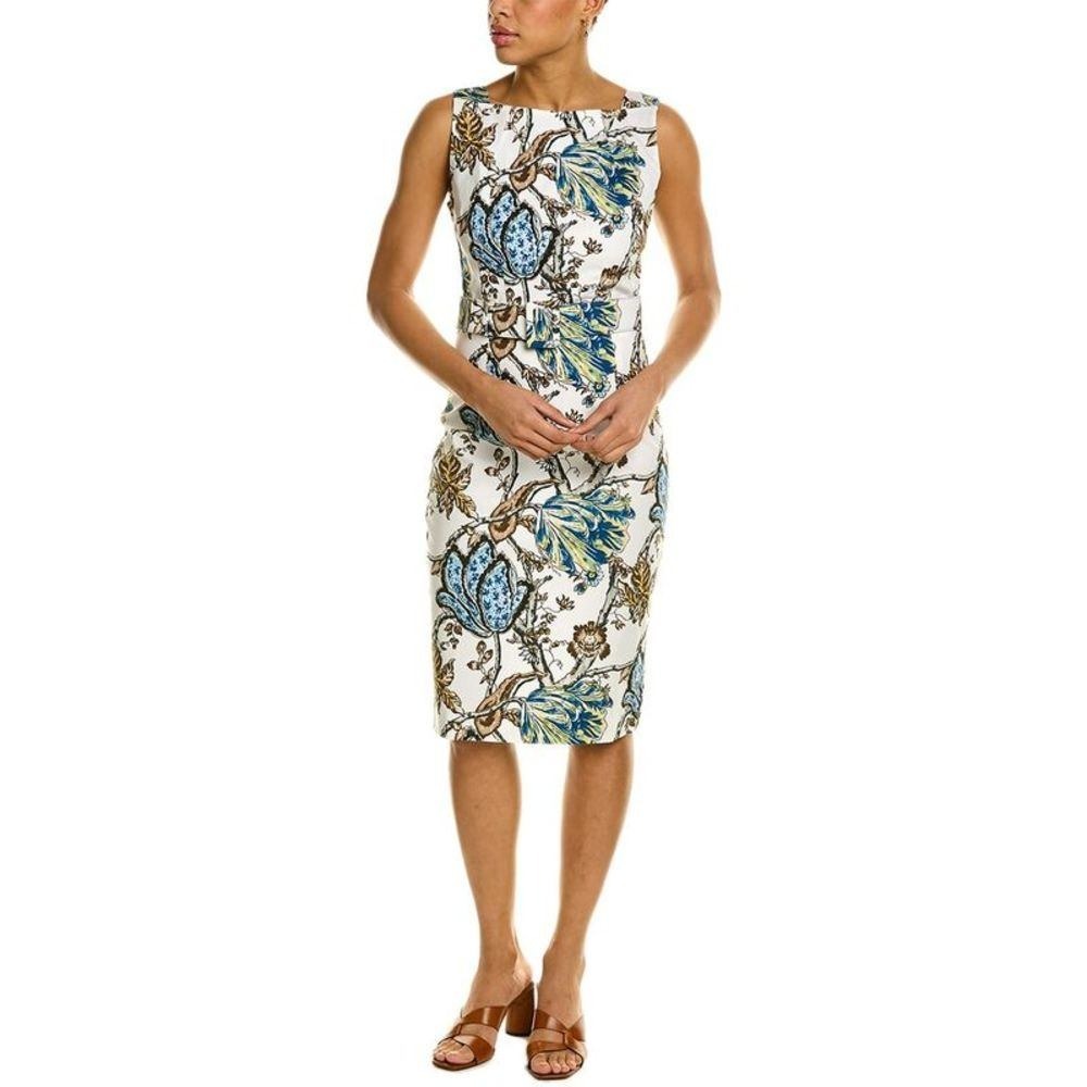 Samantha Sung Jane Dress Floral Belted Sheath Cotton Stretch Garden Paty Classy
